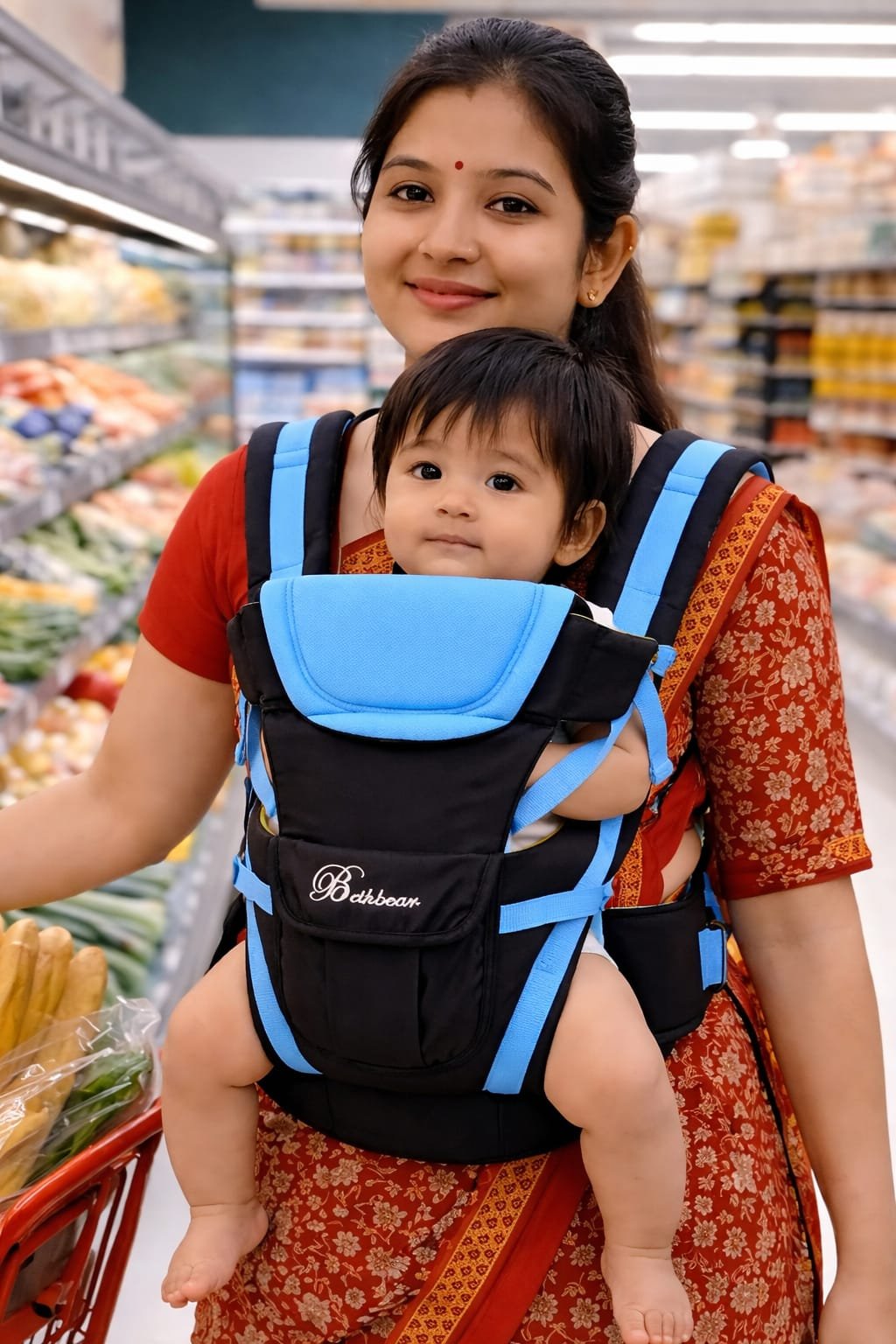 Beth Bear Baby carrier bag 4 in 1,(2-15 kg Capacity) Black Blue color