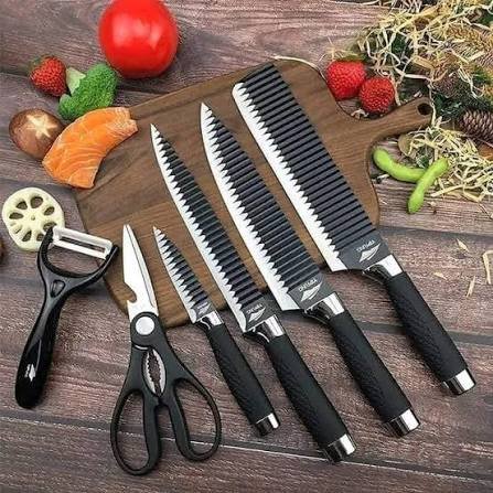 Premium 6-in-1 Non-Stick Corrugated Kitchen Knife Set